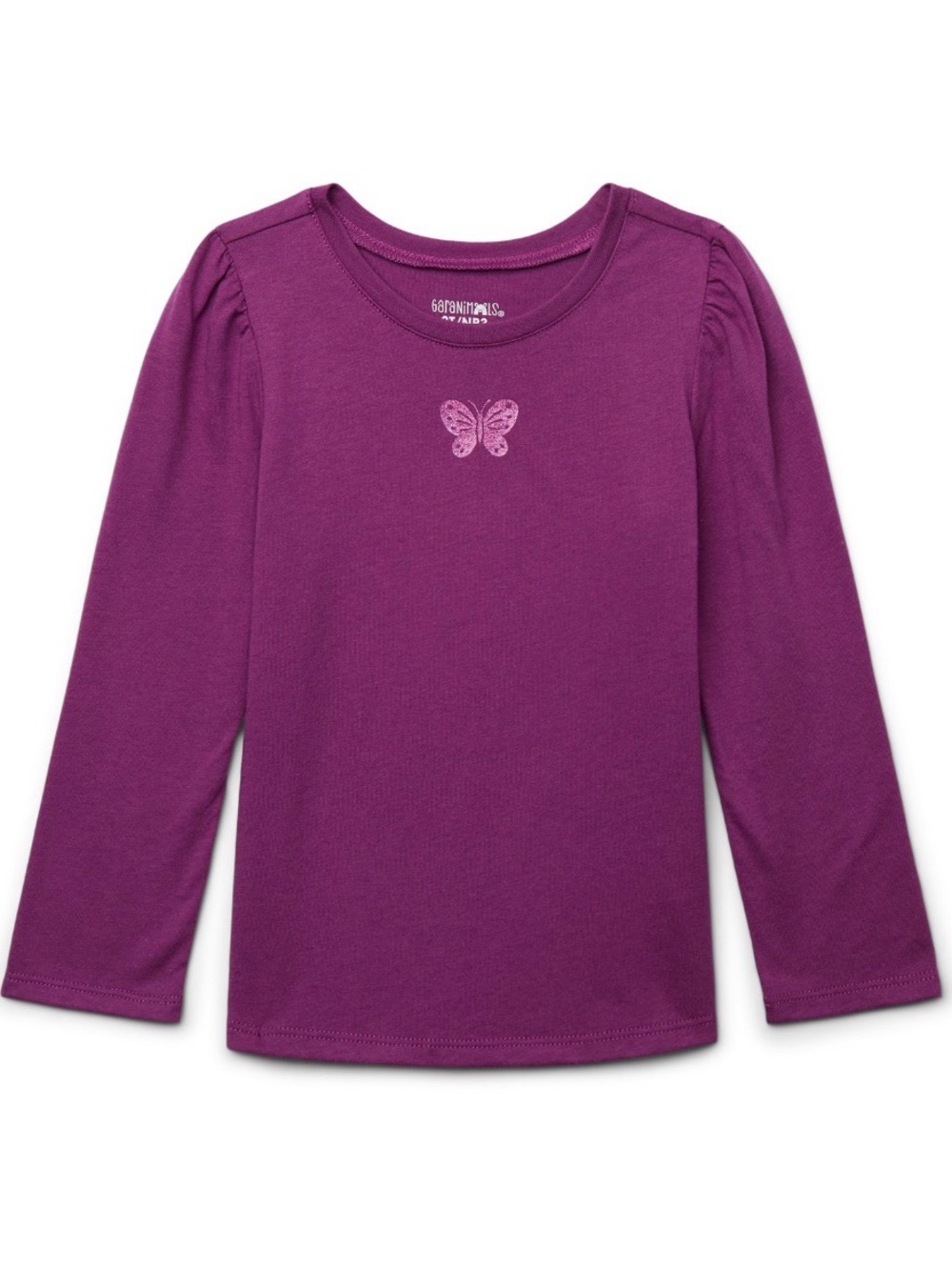 Girls' Long-Sleeve Purple Butterfly Tee